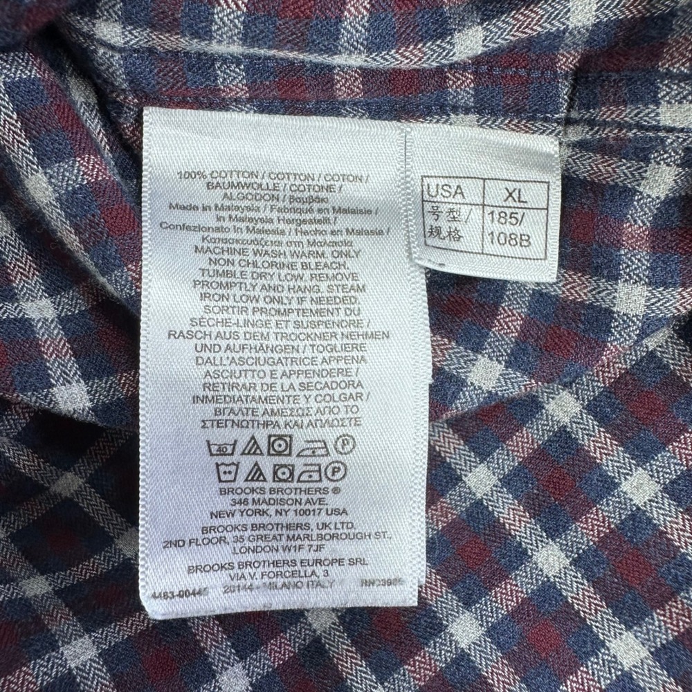 Brooks Brothers Button Down Mens XL Extra Large Blue Burgundy Plaid Regent Shirt - Picture 15 of 15